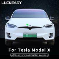 LUCKEASY Car Network Modification Package For Tesla Model X 2017-2022 Car Front Mesh Trim Strip Carbon Fiber