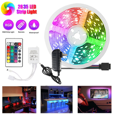 LED Strip light ชุดไฟ LED รุ่น 2835 / 5050 RGB ชนิดสลับสี พร้อมรีโมทย์ และAdapter 12W 5 เมตร กันน้ำ ทนแดด ต่อสายกันได้ สินค้ารับประกัน 1 เดือน