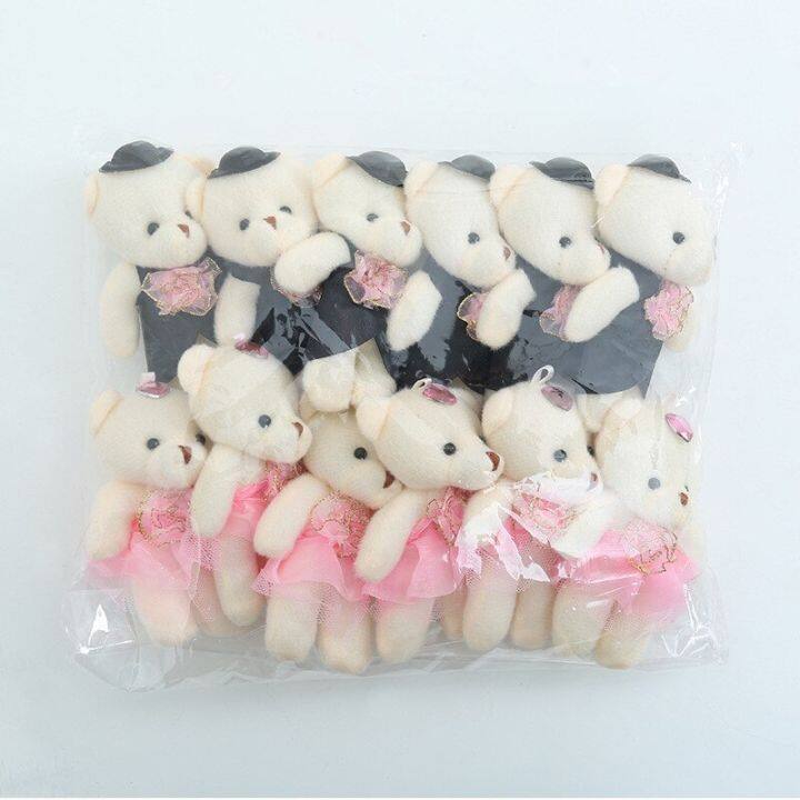 12ชิ้น-ล็อต11ซม-bre-และ-bregroom-หมียัดไส้ของเล่นน่ารัก-plush-ตุ๊กตาหมีเล็กช่อดอกไม้ตุ๊กตาแต่งงานนิ่ม-diy-คู่รัก