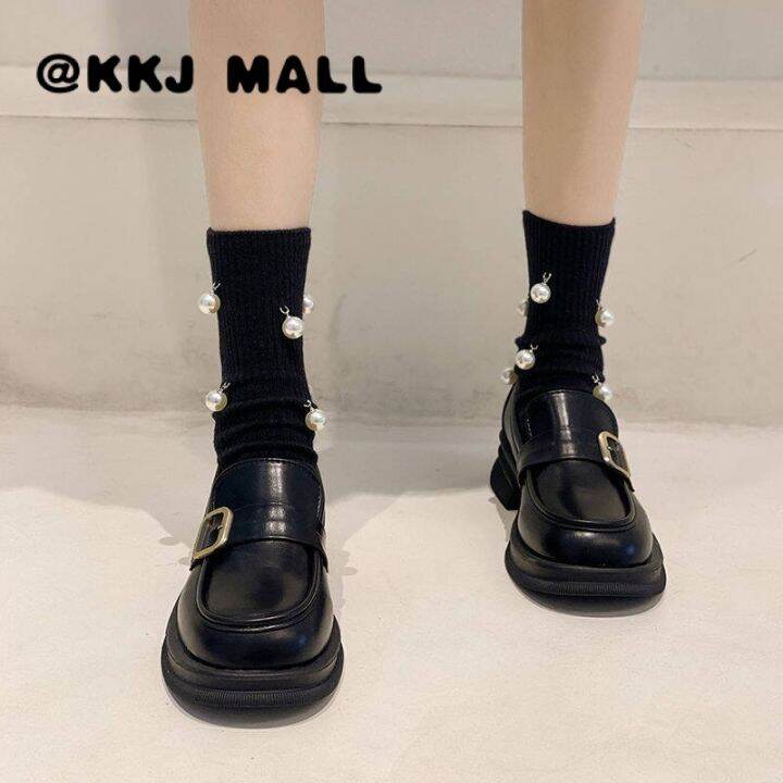 kkj-mall-ladies-shoes-2022-summer-new-r-single-shoes-womens-thick-bottom-summer-niche-design-british-style-plus-velvet-loafers-small-leather-shoes