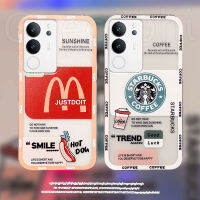 เคสโทรศัพท์Vivo V29 5G ใหม่2023กาแฟรูปแบบฮอตดอกกันกระแทกปลอกซิลิโคนนิ่มโปร่งใสเคส Vivo V29 5G เคสโทรศัพท์แฟชั่นฝาครอบ