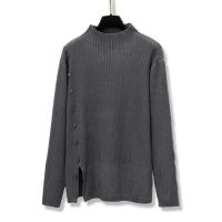 【มีไซส์ใหญ่】Plus Size XL-4XL Womens High Collar Knitted Black Grey Sweaters Solid Color Stretchable Slim Pullovers