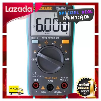 [ ด่วน ไม่ลองถือว่าพลาดมาก!! ] ZOTEK ZT101 มัลติมิเตอร์แบบดิจิตอล 6000 Counts AC/DC Ammeter Voltmeter ดิจิตอลมัลติมิเตอร์ [ Bed Room ]