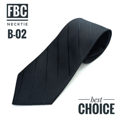 B-02 เนคไทสำเร็จรูปสีกรม ไม่ต้องผูก แบบซิป Men Zipper Tie Lazy Ties Fashion (FBC BRAND)ทันสมัย เรียบหรู มีสไตล์