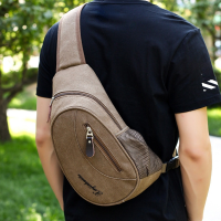 Fashion Men Canvas Small Sling Bag Solid Zipper Outdoor Casual Military Waist Pack Sling Chest Bag