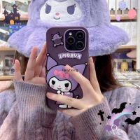 เคส3D นิ่มลาย Kuromi สีม่วงเข้มเคสฝาหลังนิ่มสำหรับ iPhone 14 11 12 13 Pro Max