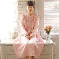 [COD] [Manqiu] and summer new pajamas womens embroidery nightdress long-sleeved home clothes wholesale