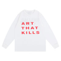 Gallery T-Shirt high street front and back double-sided wear art slogan printing high-quality loose long-sleeve T Shirt