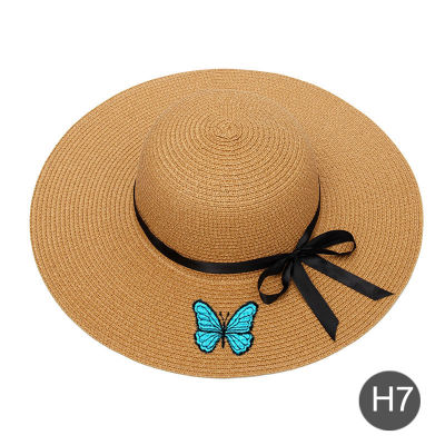 Embroidery Personalized Custom Text Your Name Logo Women Sun Hat Large Brim Straw Hat Outdoor Beach hat Butterfly Cap Dropship