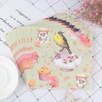 20pcs Flower and Bird Decoupage Napkin Paper Tissue for Xmas Wedding Decor