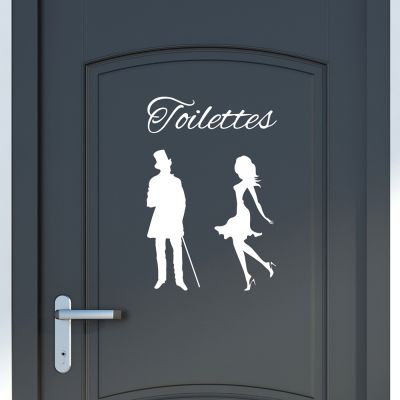 [24 Home Accessories] French Toilettes Toilet Man Woman Door Sticker Decal Bathroom WC Washroom Vinyl Home Decor