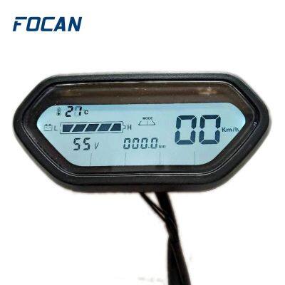 FOCAN มอเตอร์ไซค์ไฟฟ้าอเนกประสงค์48V 60V 72V จอแอลซีดีเครื่องวัดความเร็วมาตรวัดระยะทางวัดระยะทางแสดงประสิทธิภาพการปั่นจักรยาน