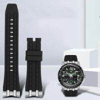 ♀❃℗ สายนาฬิกายางปลายโค้ง For Citizen Radio JY8051-08E JY8051-59 Eagle In The Air Green Hawk Watch Band 24 มม. Mens watchband