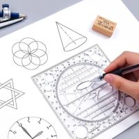 Multifunctional Geometric Drawing Ruler Learning Ruler Protractor Can Rotate Parallel Ellipse Triangle Ruler Function Ruler Creative Stationery 【AUG】