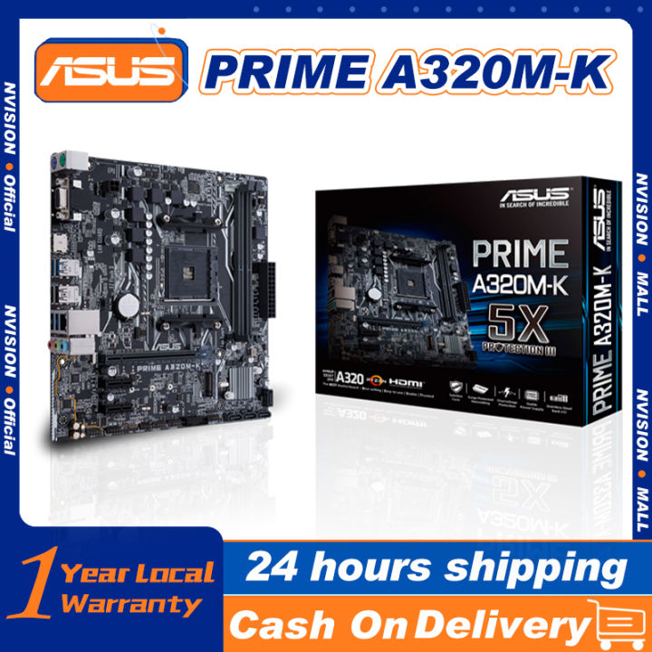 Asus Prime A320M-K Desktop Motherboard, AMD A320 Chipset, Socket AM4, Micro  ATX 