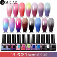 UR SUGAR 7.5Ml 1015Pcs ชุดยาทาเล็บเจลความร้อนอุณหภูมิเปลี่ยนสีกึ่งถาวร Soak Off UV LED เล็บชุด