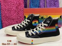 รองเท้าConverse Chuck Taylor Mid Rainbow SIZE.36-44 *ดำ* รองเท้าผ้าใบหุ้มข้อ รองเท้าแฟชั่น รองเท้าใส่เที่ยว ลายลายรุ้ง ใส่สบาย ทรงสวย