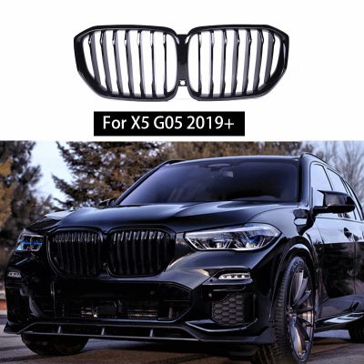 X5รถด้านหน้าไตย่าง Grillez แข่งเตาสำหรับ BMW X5 G05 2018-2020กลอสเคลือบสีดำกระจังอุปกรณ์รถยนต์บรรทัดเดียว