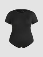 Cider Round Neckline Short Sleeve Bodysuit Curve &amp; Plus