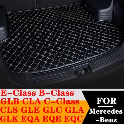 พรมแผ่นที่เก็บของท้าย Alas Bagasi Mobil กันน้ำ1แผ่นสำหรับ Mercedes-Benz W213 B C E Class CLA GLC GLA GLB GLK EQE EQC