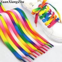 1Pair Colorful Shoelaces Rainbow Gradient Print Flat Shoe laces Chromatic Colour Sneakers Shoelace 80CM/100CM/120CM BC-1