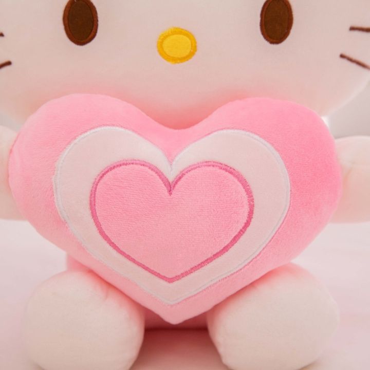sanrio-hello-kitty-ตุ๊กตากำมะหยี่ยัดไส้รูปหัวใจแมวน่ารัก30ซม-ตุ๊กตาผ้าของเล่นสัตว์สุดน่ารักสีชมพูของขวัญหมอนเเมวเหมียวสำหรับเด็ก