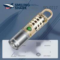 ♠ Smiling Shark Led Flashlight Portabl Powerful Keychain Light Zoom Rechargeable Small Porcket Torch Light for Outdoor Camping