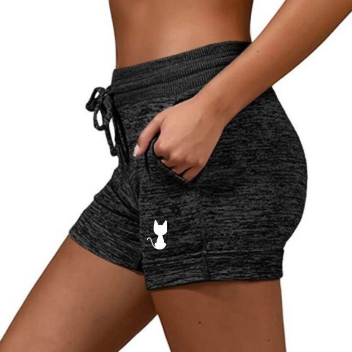 summer-womens-shorts-back-view-cat-printed-elastic-casual-sports-quick-drying-fitness-breathable-female-sweatpants-plus-size