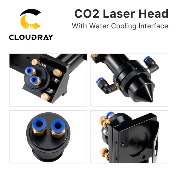 cloudray-co2-laser-head-set-with-water-cooling-interface-mirror-dia-30-lens-dia-25-fl-63-5-amp-101-6-integrative-mount-holder