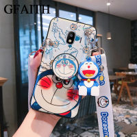 GFAITH สำหรับ Samsung Galaxy J4 2018 J7 PLUS J7 + J2 J4 J7 PRIME J2 J7 PRO J2 J6 2018 Blu-Ray DORAEMON ตุ๊กตาการ์ตูนวงเล็บคู่เคสโทรศัพท์แฟชั่นสายหนังแบบฝังอักษรเคสโทรศัพท์