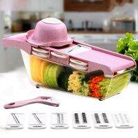 Wheat Material with Hand Guard 6 Blade Pink Multifunctional Cutters Potato Silk Cucumber Slices Kitchen Gadgets and Accessories