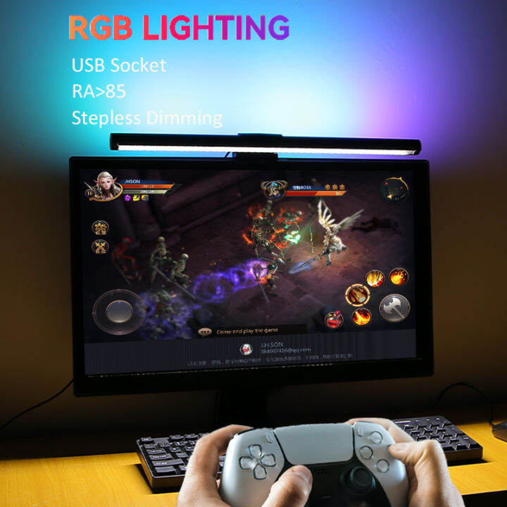 rgb-สีขาวลดแสง-led-โคมไฟตั้งโต๊ะสำหรับจอคอมพิวเตอร์แถบแสง44เซนติเมตร-usb-สำนักงานไฟอ่านหนังสือหน้าจอแขวนโคมไฟแสงไฟ