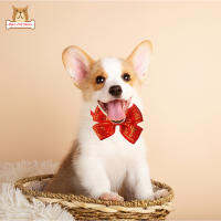 BP【ready Stock】Happy New Year Pet Bow Tie สบาย Double-Layer Bowknot ขนาดปรับแมวสุนัขปลอกคอวันเกิดของขวัญถ่ายภาพ PropsCOD【cod】