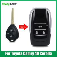 Okeytech เคสกุญแจรีโมตฟิลม์ดัดแปลงสำหรับ Toyota Camry 40 Corolla Scion RAV4 Avalon Reiz 4Runner 2/3/4กุญแจรถยนต์ปุ่มกด