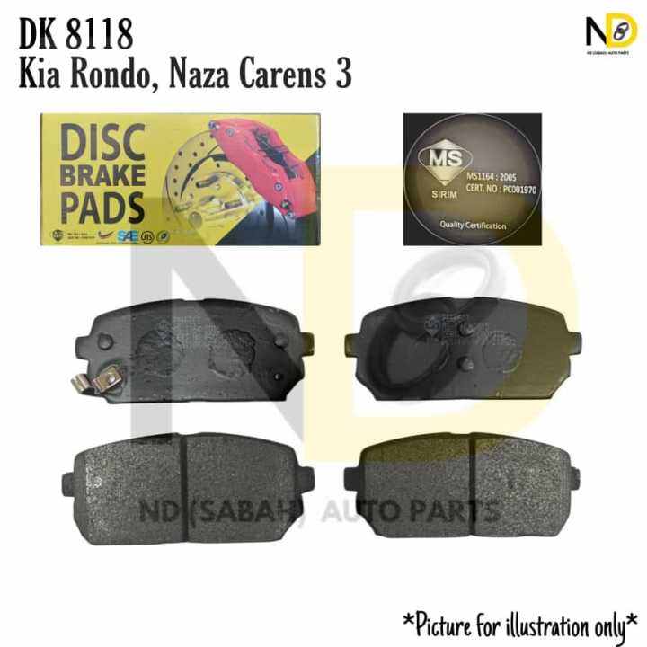 KIA RONDO / NAZA CARENS 3 / NAZA CITRA II DK8118 REAR BRAKE PAD Lazada