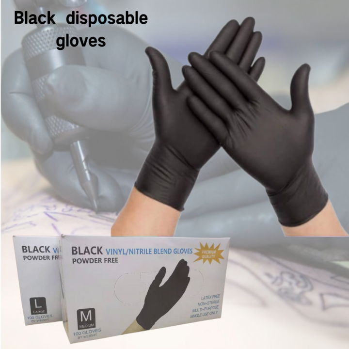 100Pcs Disposable Gloves Vinyl/Nitrile Blend Food Grade Gloves