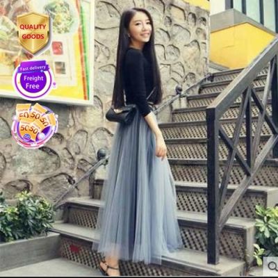 Mesh Skirt Spring Summer New Style Female Student Tik Tok Gauze Mid-Length Fairy Free Shipping COD