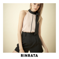 RINRATA - Cooper Top เสื้อ ไหล่ล้ำ เว้าไหล่ แขนกุด ผูกโบว์ ทรงปล่อย ชุดไปเที่ยว ชุดไปทะเล สี ขาว ดำ ชมพู