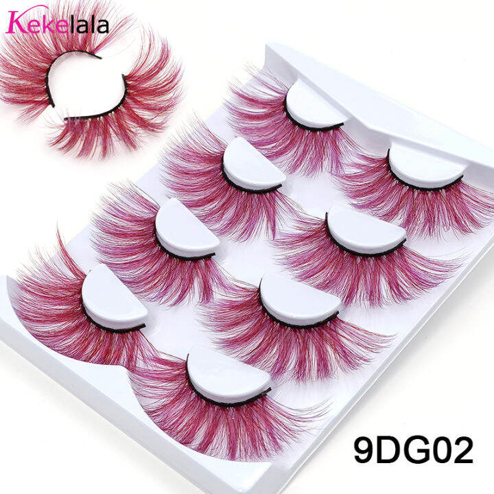 kekelala-4คู่ล็อตขนตาปลอมสียาวพิเศษ-faux-mink-rainbow-lashes-dramatic-cosplay-ฮาโลวีนรัสเซีย-cilia-จำนวนมาก