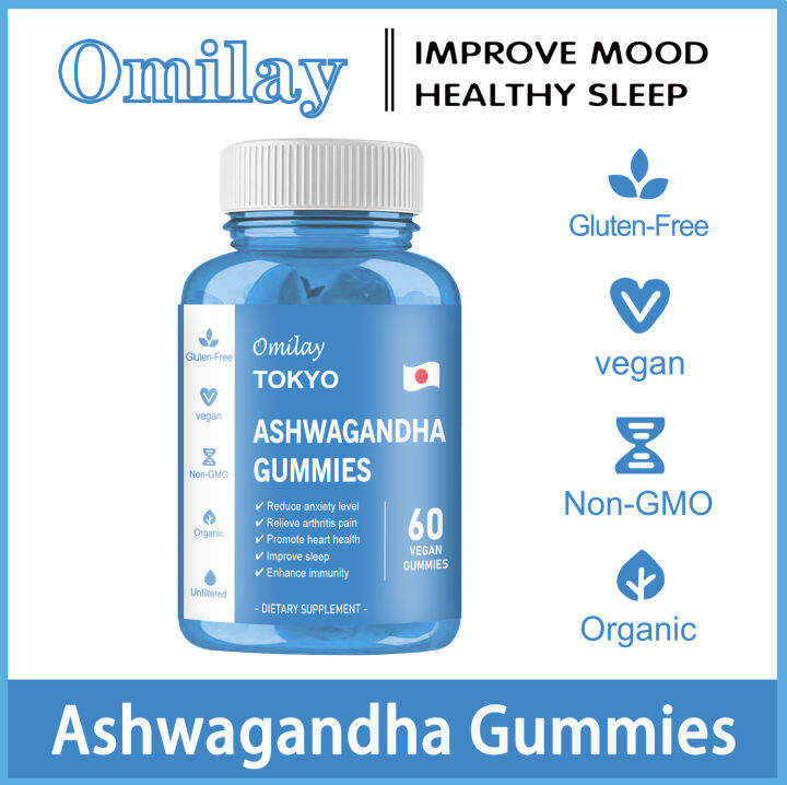 Omilay Ashwagandha Gummies Vitamin D Relax Anxiety Stress Relief Health supplement Gummy Improve