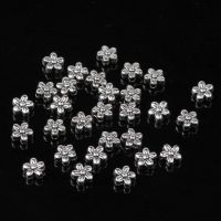 6mm Antique Silver Flower Spacers Beads Charms Beads Tibetan Silver Diy Jewellery Accessories Parts 100pcs/lot