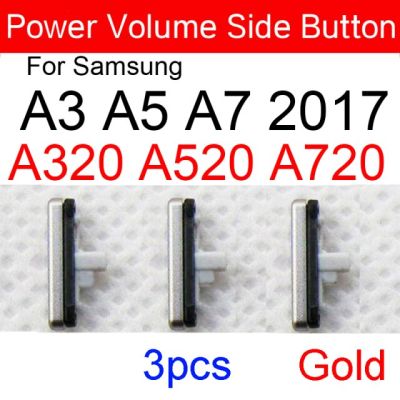 【❉HOT SALE❉】 anlei3 3Pcs ปุ่มปรับระดับเสียงด้านข้างสำหรับ Samsung Galaxy A3 A5 A7 A320 A520 A720กรอบโทรศัพท์กรอบ Volume คีย์ด้านข้างอะไหล่