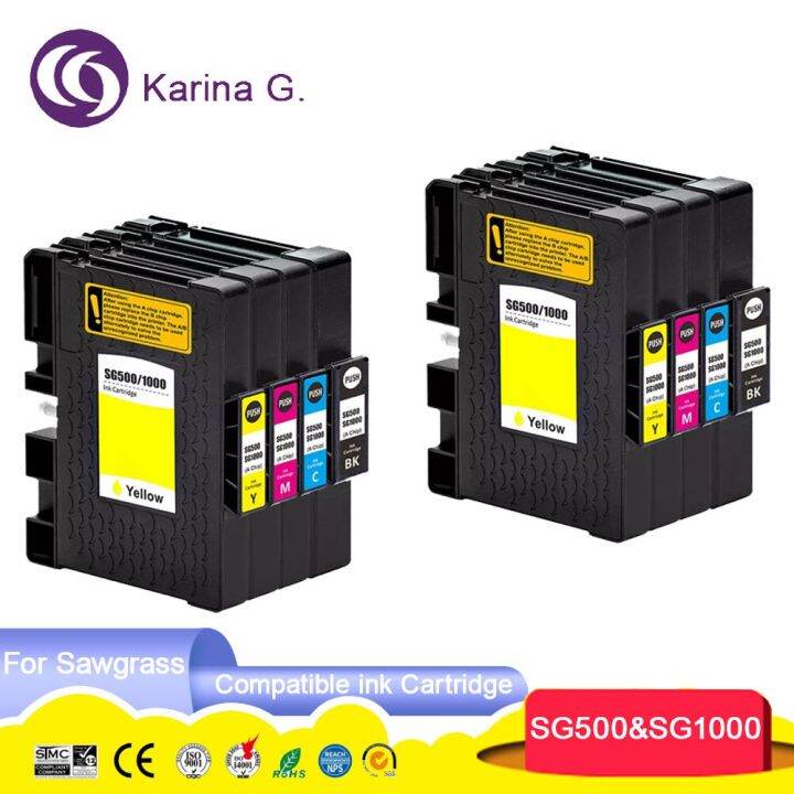 Lot De 4 Cartouches D'Encre De Sublimation Compatibles Sawgrass SG500 SG1000 - Noir, Cyan, Magenta, Jaune