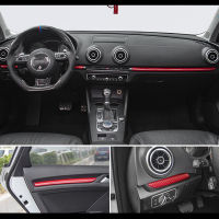 รถจัดแต่งทรงผมคอนโซลกลาง Dashboard Stips ตกแต่งสติกเกอร์ Trim คาร์บอนไฟเบอร์สีสำหรับ Audi A3 8V 2014-2019 S3อุปกรณ์เสริม