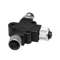 Waterproof M12 Sensor Connector Male amp;Female Plug Screw Threaded Coupling 4 Pin T Type Angle Three way Pipe Conversion Sensor