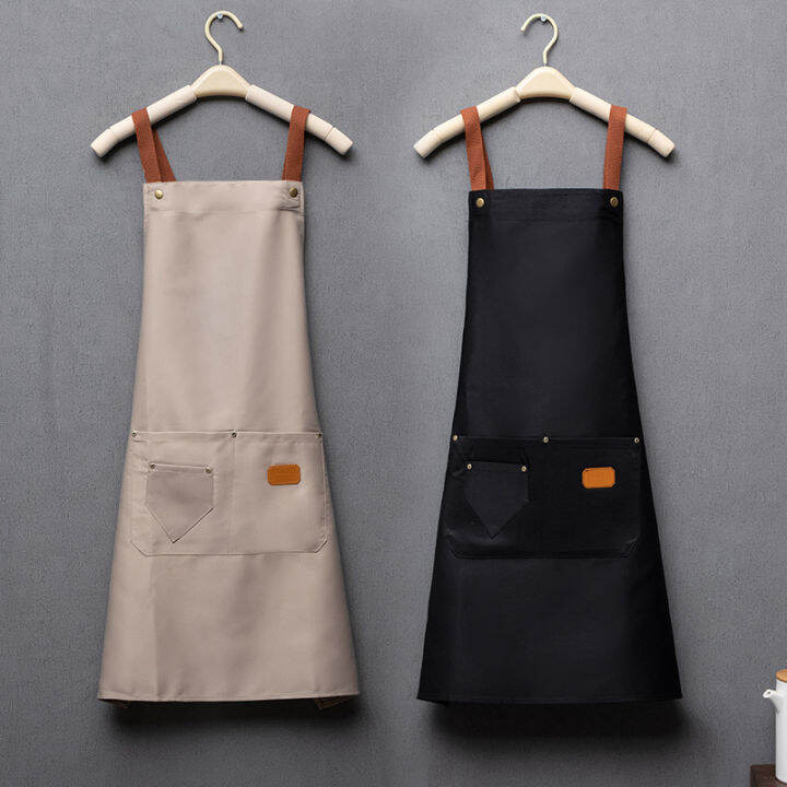 coffee-shop-apron-apron-with-pockets-fashionable-aprons-waterproof-canvas-apron-korean-style-work-clothes