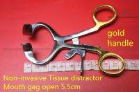 orthopedic instrument gold handle adjustable mouth gag Non invasive skin tissue retractor Animal VET Distraction forcep