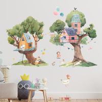 [Toy paradise]ต้นไม้เด็กวาดการ์ตูนสัตว์วอลล์เปเปอร์เฮาส์ตกแต่งระเบียงห้องรับแขกห้องนอนสติ๊กเกอร์ติดผนังมีกาวในตัว