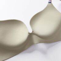 Summer light and small chest gathered girl comfort simple push up seamless wireless women