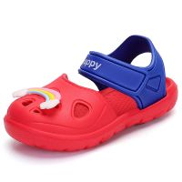 Kids Sandals Summer New Unicorn Boy Cartoon Character Closed Toe Cut Outs Fashion Beach Shoes Children Sandals Fastening Velcro